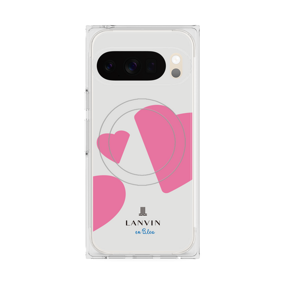 プレミアムスクエアケース with Pixelsnap［ LANVIN en Bleu Hearts Pink - ランバン ハート ピンク ］