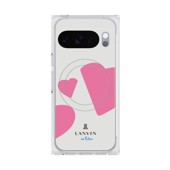 プレミアムスクエアケース with Pixelsnap［ LANVIN en Bleu Hearts Pink - ランバン ハート ピンク ］
