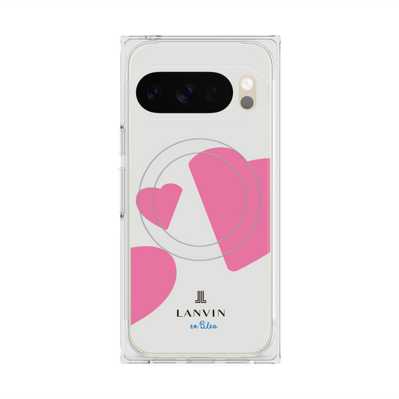 プレミアムスクエアケース with Pixelsnap［ LANVIN en Bleu Hearts Pink - ランバン ハート ピンク ］