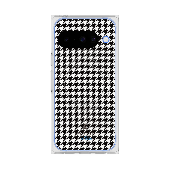プレミアムスクエアケース with Pixelsnap［ Houndstooth Pattern Black with LANVIN en Bleu logo- ランバン 千鳥格子柄 ブラック ］