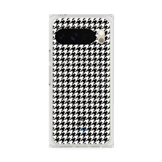 プレミアムスクエアケース with Pixelsnap［ Houndstooth Pattern Black with LANVIN en Bleu logo- ランバン 千鳥格子柄 ブラック ］