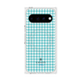 プレミアムスクエアケース with Pixelsnap［ Houndstooth Pattern Blue with LANVIN en Bleu logo- ランバン 千鳥格子柄 ブルー ］