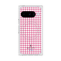 プレミアムスクエアケース with Pixelsnap［ Houndstooth Pattern Pink with LANVIN en Bleu logo- ランバン 千鳥格子柄 ピンク ］