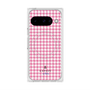プレミアムスクエアケース with Pixelsnap［ Houndstooth Pattern Pink with LANVIN en Bleu logo- ランバン 千鳥格子柄 ピンク ］