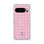 プレミアムスクエアケース with Pixelsnap［ Houndstooth Pattern Pink with LANVIN en Bleu logo- ランバン 千鳥格子柄 ピンク ］
