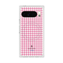 プレミアムスクエアケース with Pixelsnap［ Houndstooth Pattern Pink with LANVIN en Bleu logo- ランバン 千鳥格子柄 ピンク ］