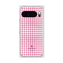プレミアムスクエアケース with Pixelsnap［ Houndstooth Pattern Pink with LANVIN en Bleu logo- ランバン 千鳥格子柄 ピンク ］
