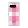 プレミアムスクエアケース with Pixelsnap［ Houndstooth Pattern Pink with LANVIN en Bleu logo- ランバン 千鳥格子柄 ピンク ］