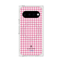 プレミアムスクエアケース with Pixelsnap［ Houndstooth Pattern Pink with LANVIN en Bleu logo- ランバン 千鳥格子柄 ピンク ］