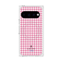 プレミアムスクエアケース with Pixelsnap［ Houndstooth Pattern Pink with LANVIN en Bleu logo- ランバン 千鳥格子柄 ピンク ］