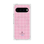 プレミアムスクエアケース with Pixelsnap［ Houndstooth Pattern Pink with LANVIN en Bleu logo- ランバン 千鳥格子柄 ピンク ］