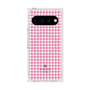 プレミアムスクエアケース with Pixelsnap［ Houndstooth Pattern Pink with LANVIN en Bleu logo- ランバン 千鳥格子柄 ピンク ］