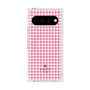 プレミアムスクエアケース with Pixelsnap［ Houndstooth Pattern Pink with LANVIN en Bleu logo- ランバン 千鳥格子柄 ピンク ］