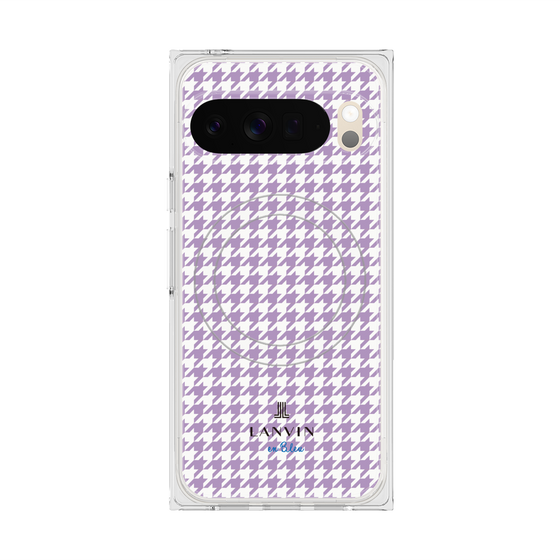 プレミアムスクエアケース with Pixelsnap［ Houndstooth Pattern Purple -with LANVIN en Bleu logo ランバン 千鳥格子柄 パープル ］