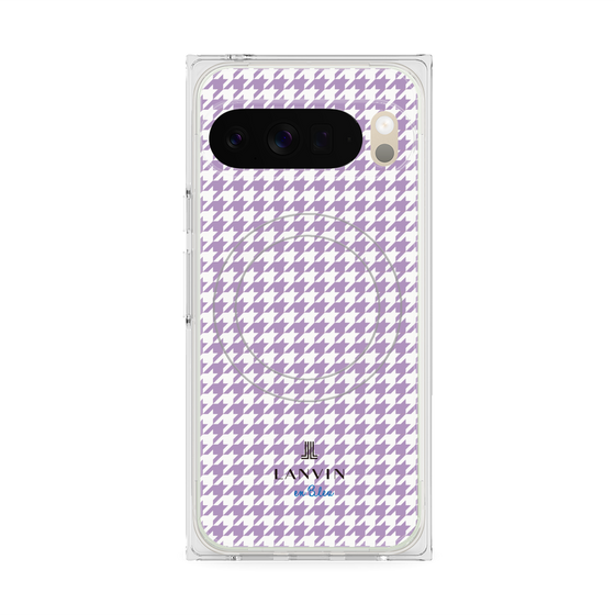 プレミアムスクエアケース with Pixelsnap［ Houndstooth Pattern Purple -with LANVIN en Bleu logo ランバン 千鳥格子柄 パープル ］