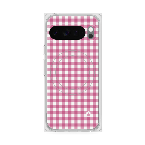 プレミアムスクエアケース with Pixelsnap［ Checkered Pink - ギンガムチェック ピンク ］