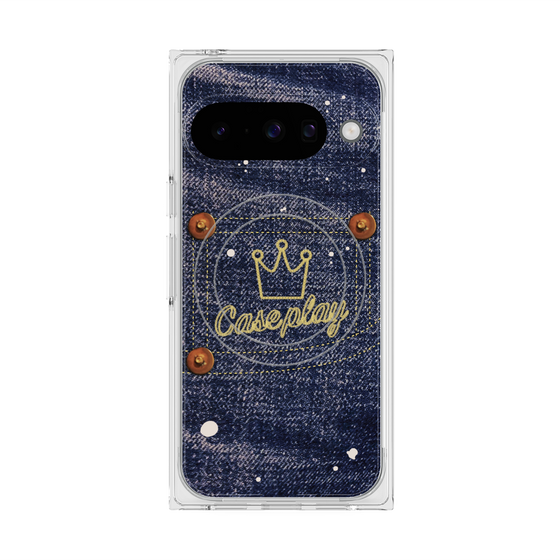 プレミアムスクエアケース with Pixelsnap［ Denim Used Jeans - デニム・ユーズド・ジーンズ ］