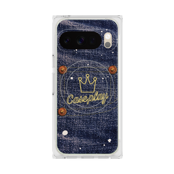 プレミアムスクエアケース with Pixelsnap［ Denim Used Jeans - デニム・ユーズド・ジーンズ ］
