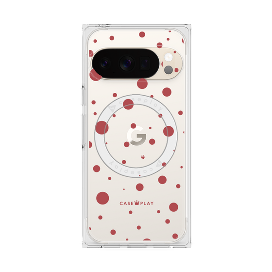 プレミアムスクエアケース with Pixelsnap［ Dippin dots Red - ディッピンドッツ レッド ］