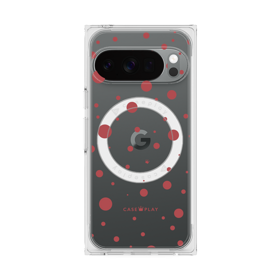 プレミアムスクエアケース with Pixelsnap［ Dippin dots Red - ディッピンドッツ レッド ］