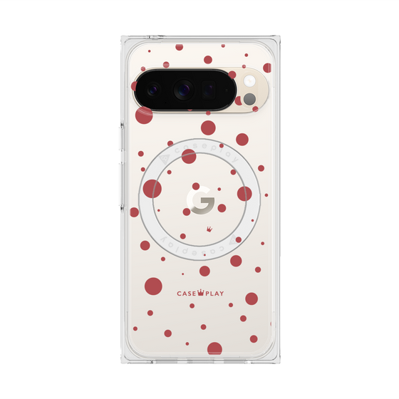 プレミアムスクエアケース with Pixelsnap［ Dippin dots Red - ディッピンドッツ レッド ］