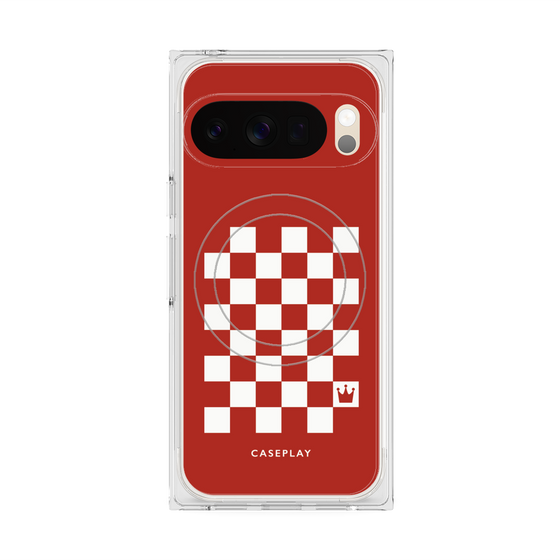 プレミアムスクエアケース with Pixelsnap［ Racing checkered flag Red - レーシングチェッカーフラッグ レッド ］