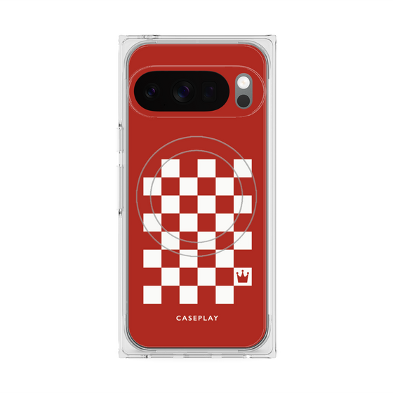 プレミアムスクエアケース with Pixelsnap［ Racing checkered flag Red - レーシングチェッカーフラッグ レッド ］