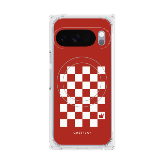 プレミアムスクエアケース with Pixelsnap［ Racing checkered flag Red - レーシングチェッカーフラッグ レッド ］