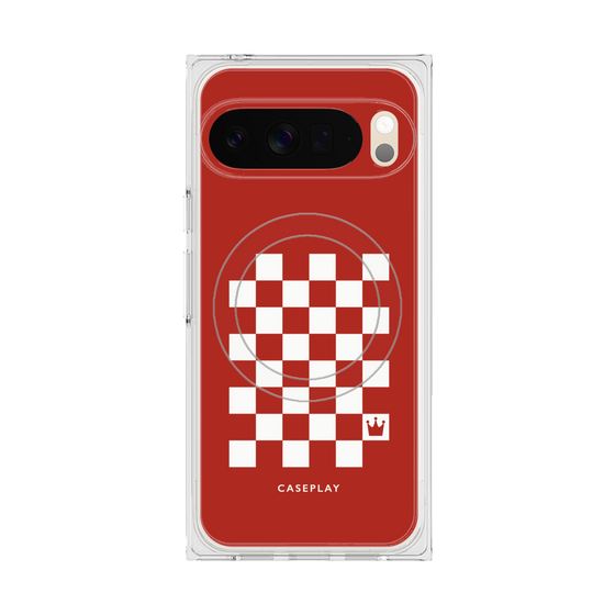 プレミアムスクエアケース with Pixelsnap［ Racing checkered flag Red - レーシングチェッカーフラッグ レッド ］