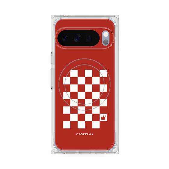 プレミアムスクエアケース with Pixelsnap［ Racing checkered flag Red - レーシングチェッカーフラッグ レッド ］