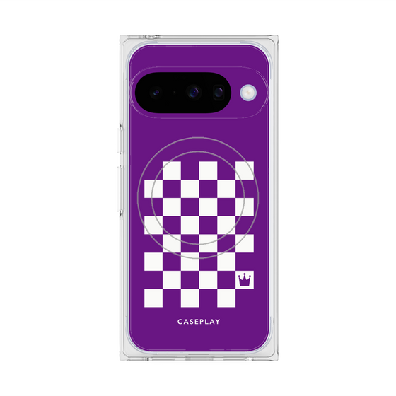 プレミアムスクエアケース with Pixelsnap［ Racing checkered flag Purple - レーシングチェッカーフラッグ パープル ］