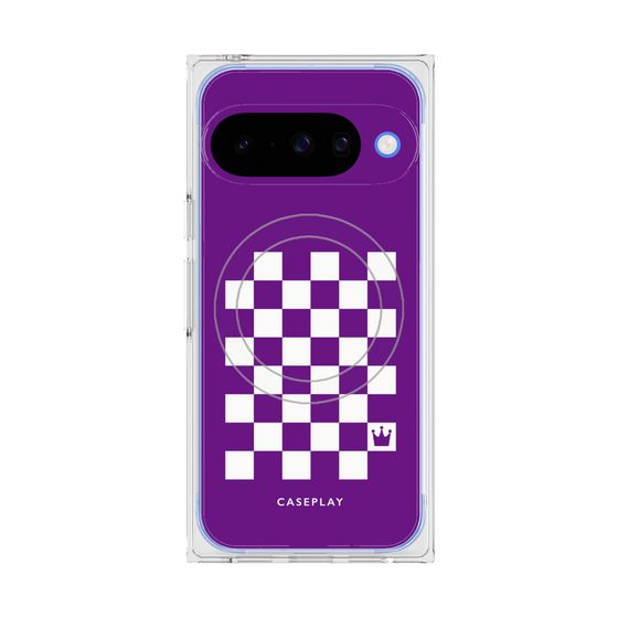 プレミアムスクエアケース with Pixelsnap［ Racing checkered flag Purple - レーシングチェッカーフラッグ パープル ］
