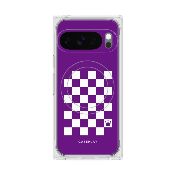 プレミアムスクエアケース with Pixelsnap［ Racing checkered flag Purple - レーシングチェッカーフラッグ パープル ］