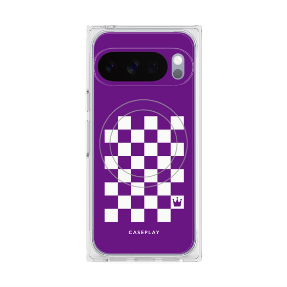 プレミアムスクエアケース with Pixelsnap［ Racing checkered flag Purple - レーシングチェッカーフラッグ パープル ］