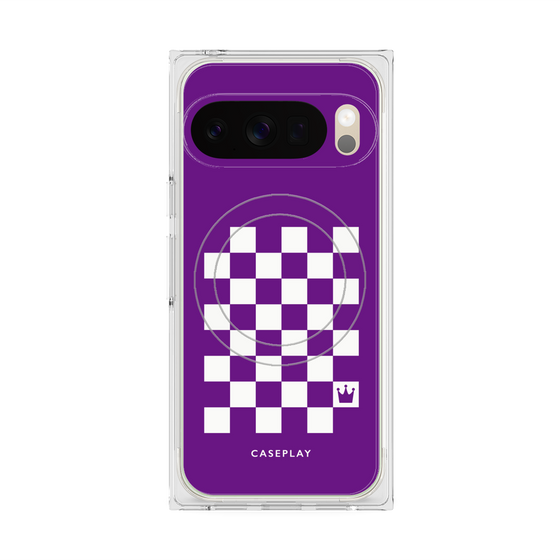 プレミアムスクエアケース with Pixelsnap［ Racing checkered flag Purple - レーシングチェッカーフラッグ パープル ］