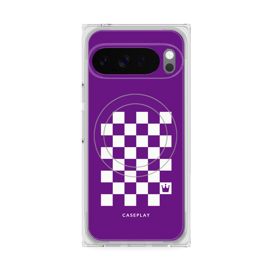 プレミアムスクエアケース with Pixelsnap［ Racing checkered flag Purple - レーシングチェッカーフラッグ パープル ］