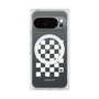 プレミアムスクエアケース with Pixelsnap［ Racing checkered flag White - レーシングチェッカーフラッグ ホワイト ］