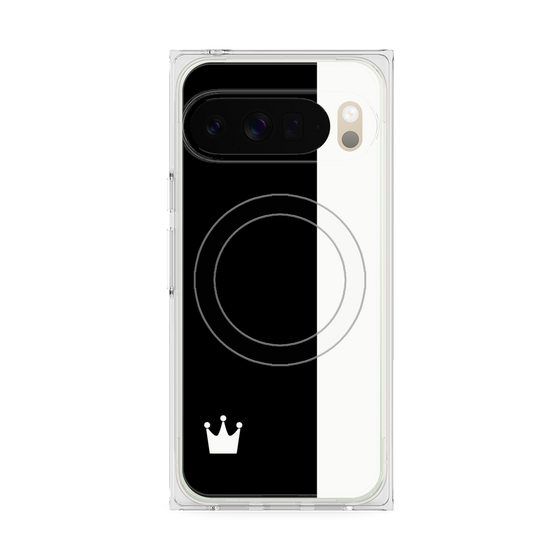 プレミアムスクエアケース with Pixelsnap［ CASEPLAY Bi-Colors Black & White - ケースプレイ・バイカラー ブラック＆ホワイト ］
