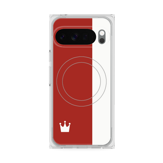 プレミアムスクエアケース with Pixelsnap［ CASEPLAY Bi-Colors Red & White - ケースプレイ・バイカラー レッド＆ホワイト ］
