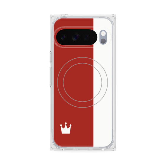 プレミアムスクエアケース with Pixelsnap［ CASEPLAY Bi-Colors Red & White - ケースプレイ・バイカラー レッド＆ホワイト ］