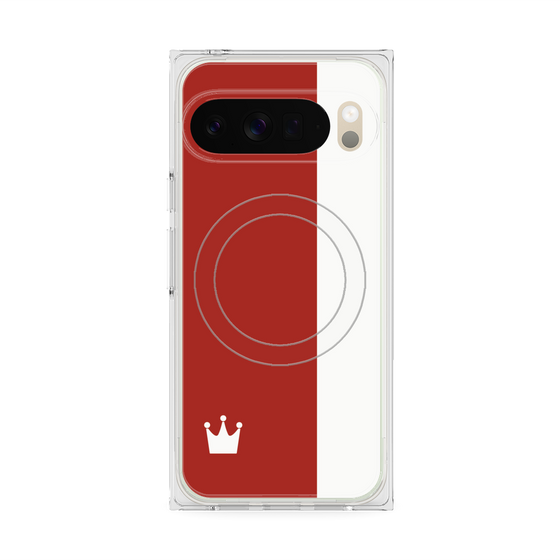 プレミアムスクエアケース with Pixelsnap［ CASEPLAY Bi-Colors Red & White - ケースプレイ・バイカラー レッド＆ホワイト ］