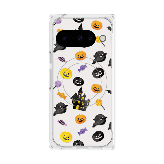 プレミアムスクエアケース with Pixelsnap［ Halloween Party - White ］