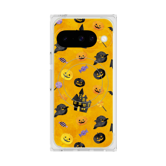 プレミアムスクエアケース with Pixelsnap［ Halloween Party - Orange ］
