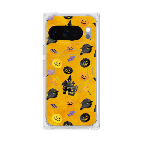 プレミアムスクエアケース with Pixelsnap［ Halloween Party - Orange ］