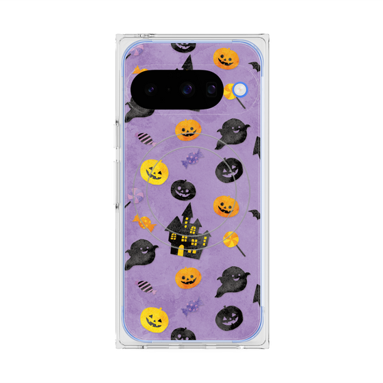 プレミアムスクエアケース with Pixelsnap［ Halloween Party - Purple ］