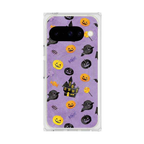 プレミアムスクエアケース with Pixelsnap［ Halloween Party - Purple ］