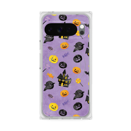 プレミアムスクエアケース with Pixelsnap［ Halloween Party - Purple ］