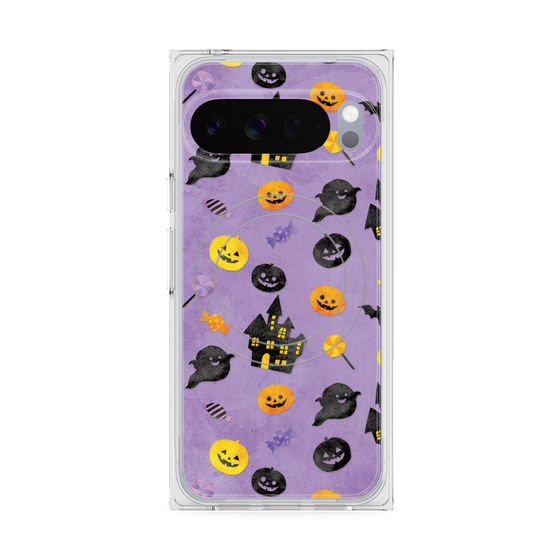 プレミアムスクエアケース with Pixelsnap［ Halloween Party - Purple ］