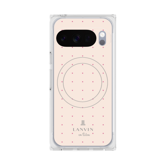 プレミアムスクエアケース with Pixelsnap［ LANVIN en Bleu Tiny dots Pink - ランバン ドット ピンク ］