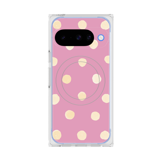 プレミアムスクエアケース with Pixelsnap［ 水彩ドット・レトロカラー - Pink ］
